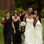 bridal party walking